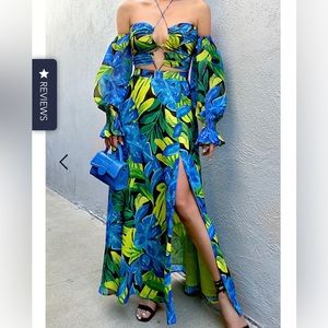 runaway the label karma maxi dress blue floral